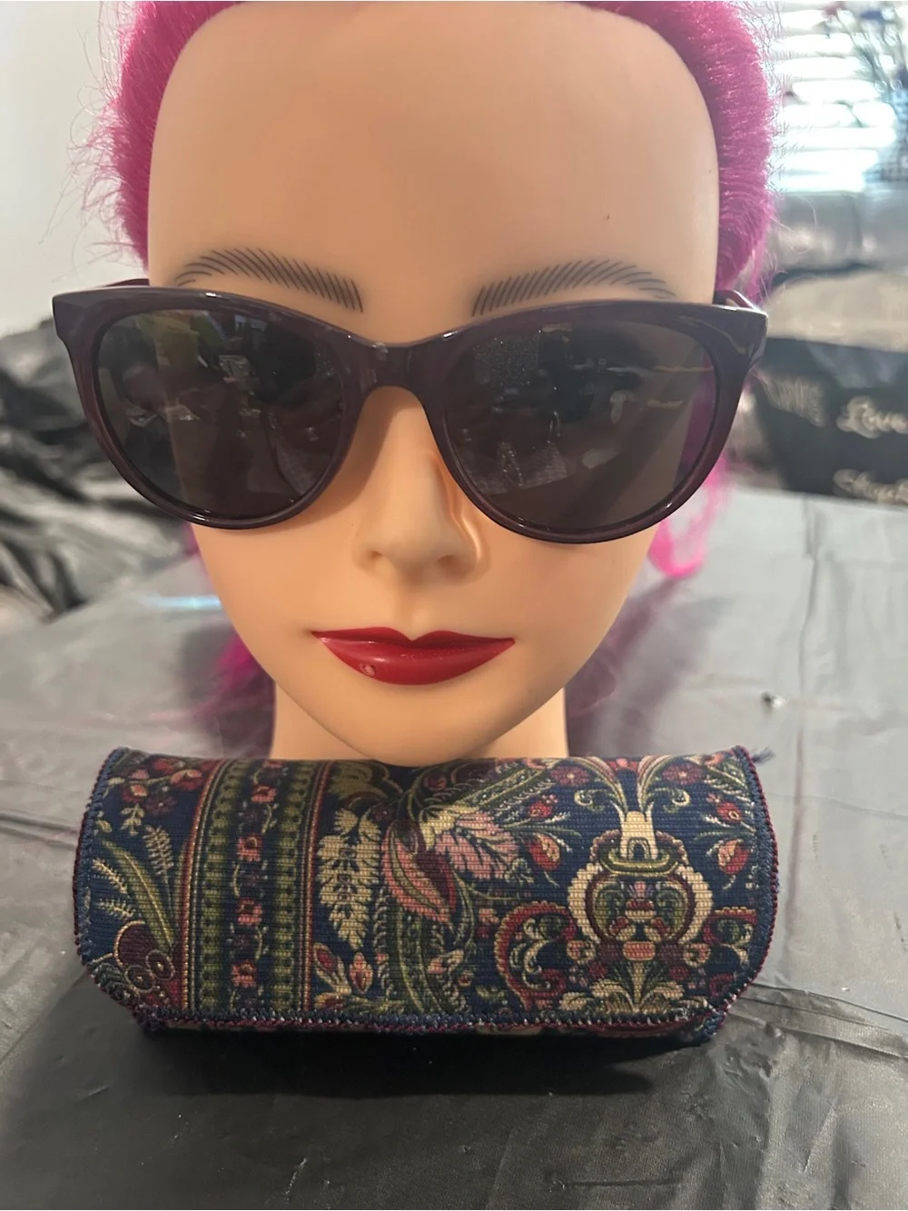 HD Vision Polarized Women's Purple Sunglasses with Paisley Case
